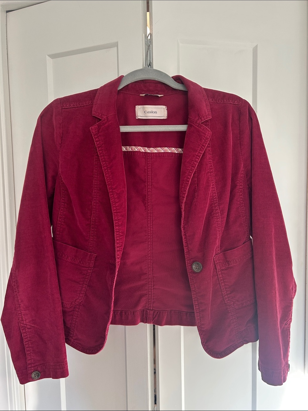 Caslon Women's Burgundy Corduroy Blazer Jacket
